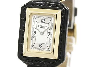 Polished HERMES Hauteville 18K Pink Gold Quartz Ladies Watch BO-HT1.270 BF095183