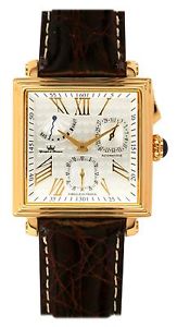 Yonger and Bresson Men's YBH 8304H-03 Automatic 18K Gold Brown Calfskin Watch
