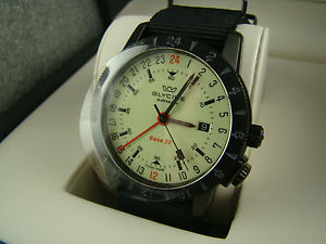 NEW Glycine Men's 3887.95SL-TB99 Airman Black IP Stainless Steel Watch