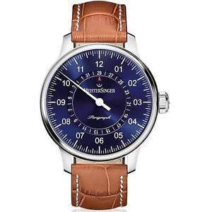 MEISTERSINGER MEN'S SINGLE HAND PERIGRAPH 43MM BROWN AUTOMATIC WATCH AM1008