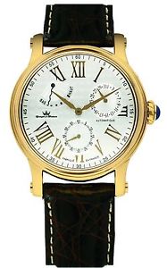 Yonger & Bresson Men's YBH 8302H-03 Automatic Gold IP Brown Leather Date Watch