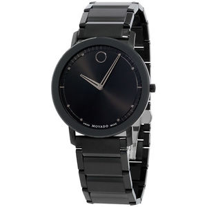 Movado Sapphire Black Dial Black Stainless Steel Men's Watch 0606882