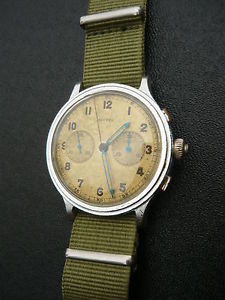 Vintage oversize 40mm Nivrel 3 button military chronograph rare pilot’s watch