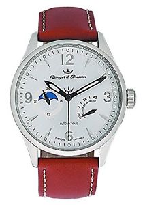 Yonger and Bresson Men's YBH 8314-02 Automatic Brown Leather Moonphase Watch