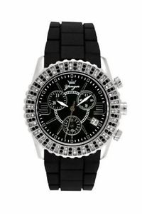 Yonger & Bresson Women's CCD 1520/03 Black Rubber Chrono Rhinestone Date Watch