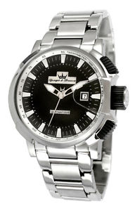 Yonger and Bresson Men's YBH 8332-01 M Automatic Luminous Steel Date Wristwatch