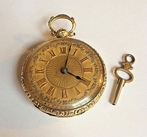 18K GOLD John White London Multi Color Dial Fusee Pocket Watch 79.5 Grams