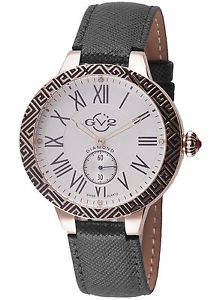 GV2 by Gevril Women's 9125 Astor Enamel Diamonds Rose-Gold IP Leather Watch