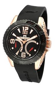 Yonger & Bresson Men's YBH 8329-07 Automatic Rose-Gold IP Black Rubber Watch