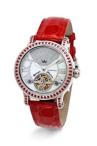 Yonger & Bresson Women's YBD 8512-15 Automatic MOP Dial Rubies Red Leather Watch