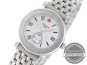 MICHELE CABER PAVE QUARTZ WHITE MOP DIAL DIAMOND BEZEL MW16A01H7025 MWW16A000054