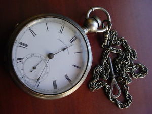 VINTAGE CIVIL WAR ERA WALTHAM 18SIZE KEY WIND POCKET WATCH SILVER ENGRAVED CASE