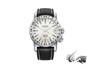 Glycine Airman 17 Automatic Watch, Purist 24h, White, GL 293, Leather Strap