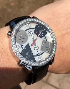 Jacob & Co Five Time Zone 47mm 3.25 Carat Diamond Bezel Wrist Watch