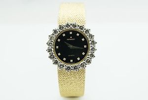 1970's 18k Yellow Gold Movado Diamond Ladies Wrist Watch