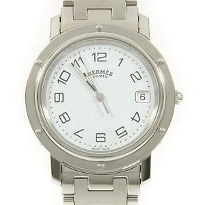 Pre-Owned Hermes Clipper All SS White Dial Men's Quartz Wristwatch CL6.710, MR