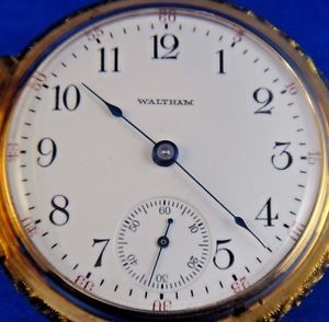 1908 American Waltham Pocket Watch Model 1879 Size 18 14k Gold Very Fancy Case