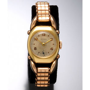 18K Pink And Green Gold Women's Art Deco Movado Bracelet Wrist Watch