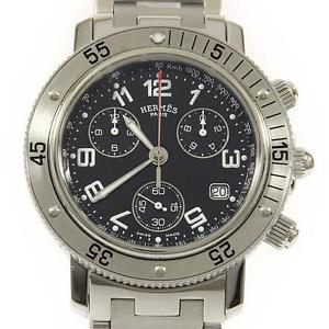 Pre-Owned Hermes Clipper Diver Chronograph SS Black Dial Men's Watch CL2.910,MR