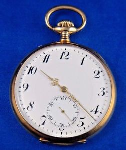 Antique Pocket Watch 14k Gold Case Fancy Hands 40 mmMovement