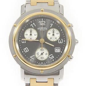 Pre-Owned Hermes Clipper Chrono Combi SS/GP Men's Quartz Wristwatch CL1.920, MR