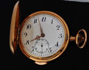 ANTIQUE POCKET WATCH 14K SOLID GOLD REPETITION A QUARTZ DE MINUTE PORCELAIN DIAL