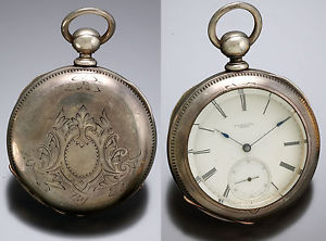 Series II Howard Pocket Watch in 4oz. Coin Silver Case with Foliate Pattern 1861