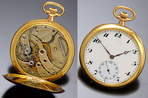 High Grade 18K Gold Haas Open Face Pocket Watch CA1920s