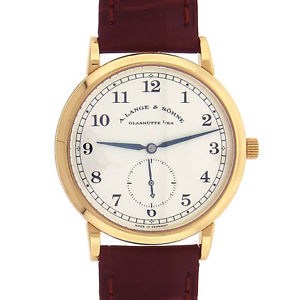 A.Lange & Sohne 1815 18k Yellow Gold Brown Leather Manual Silver Men's Watch