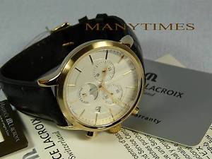 MAGNIFICENT MENS WATCH MAURICE LACROIX CLASSIC GOLD STEEL CHRONOGRAPHE  NEW !