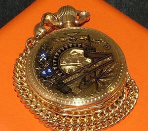 ANTIQUE 18K SOLID GOLD WALTHAM ROYAL HUNTER POCKET WATCH Multi-color Fancy Case