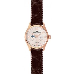 Yonger and Bresson Men's YBH 8314-04 C Automatic Gold IP Brown Calfskin Watch