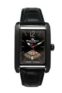 Yonger & Bresson Men's YBH 8335-13 Monceau Automatic Black Leather Date Watch