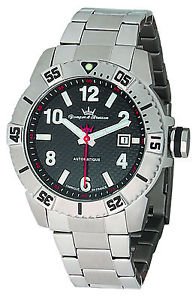 Yonger & Bresson Men's YBH 8319-01 M Automatic Black Dial Luminous Steel Watch
