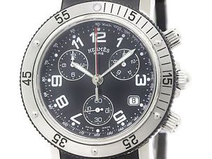 Polished HERMES Clipper Diver Steel Rubber Quartz Mens Watch CL2.915 (BF109407)