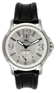 Yonger & Bresson Men's YBH 8323-02 Automatic Silver Dial Leather Luminous Watch