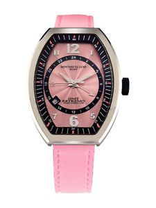 Montres De Luxe Women's EXL A 8303 Estremo Lady Pink Luminous Leather Date Watch