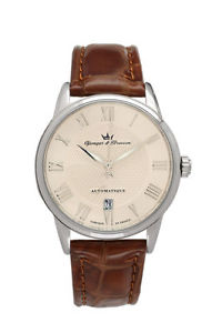 Yonger & Bresson Men's YBH 8343-55 La Boissière Automatic Brown Leather Watch