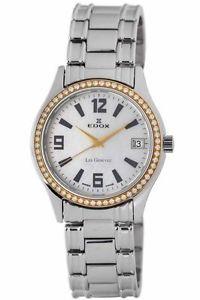 Edox Women's 70072 318TD A Les Genevez Diamond Gold IP  Steel Watch BOGO FREE