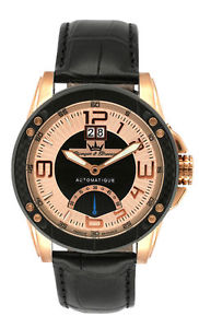 Yonger & Bresson Men's YBH 8322-11 C Automatic Rose-Gold Dial Leather Watch