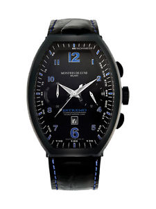 Montres De Luxe Men's EXN 8001 Estremo Chronograph Luminous Leather Date Watch