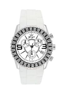 Yonger & Bresson Women's CCD 1520/04 Chronograph Rubber Rhinestone Date Watch