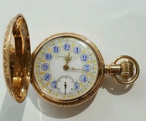 14kt Solid  Gold Elgin 1893 707835 18s Fancy 14k U.S. Assay Pocket Watch 4688834