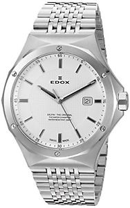 Edox Men's 53005 3M AIN Delfin Analog Display Swiss Quartz Silver Watch