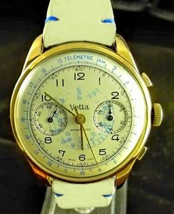 VETTA 130 VINTAGE CHRONOGRAPH VALJOUX 23 COLUMN 60'S 18 KT SOLID GOLD OVERSIZE
