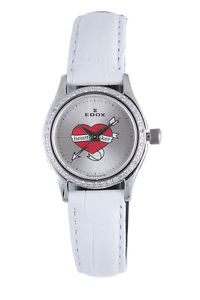 Edox Women's 31158 317D A Les Genevez Leather Diamond "Heartbreaker" BOGO FREE