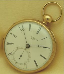 E.D.Johnson Kw/Ks 16K Solid Gold Eagle Hallmark Pocket Watch, Excellent Running