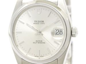 Polished TUDOR Prince Oyster Date Steel Automatic Mens Watch 74000N (BF110315)