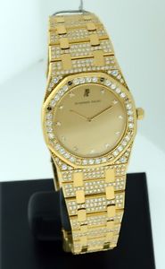 Audemars Piguet Royal Oak ALL DIAMOND $107,900.00 ladies 18k Yellow Gold watch.