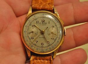 Vintage Le Phare 18k Rose Gold Chronograph Wrist Watch 17 Jewels
